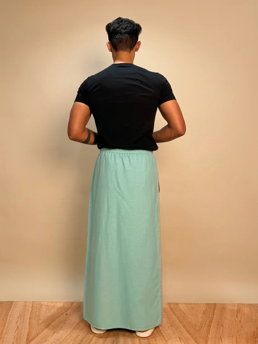 Men Seagreen Color With Light Grey Stripe Pajmalungi - Image 3