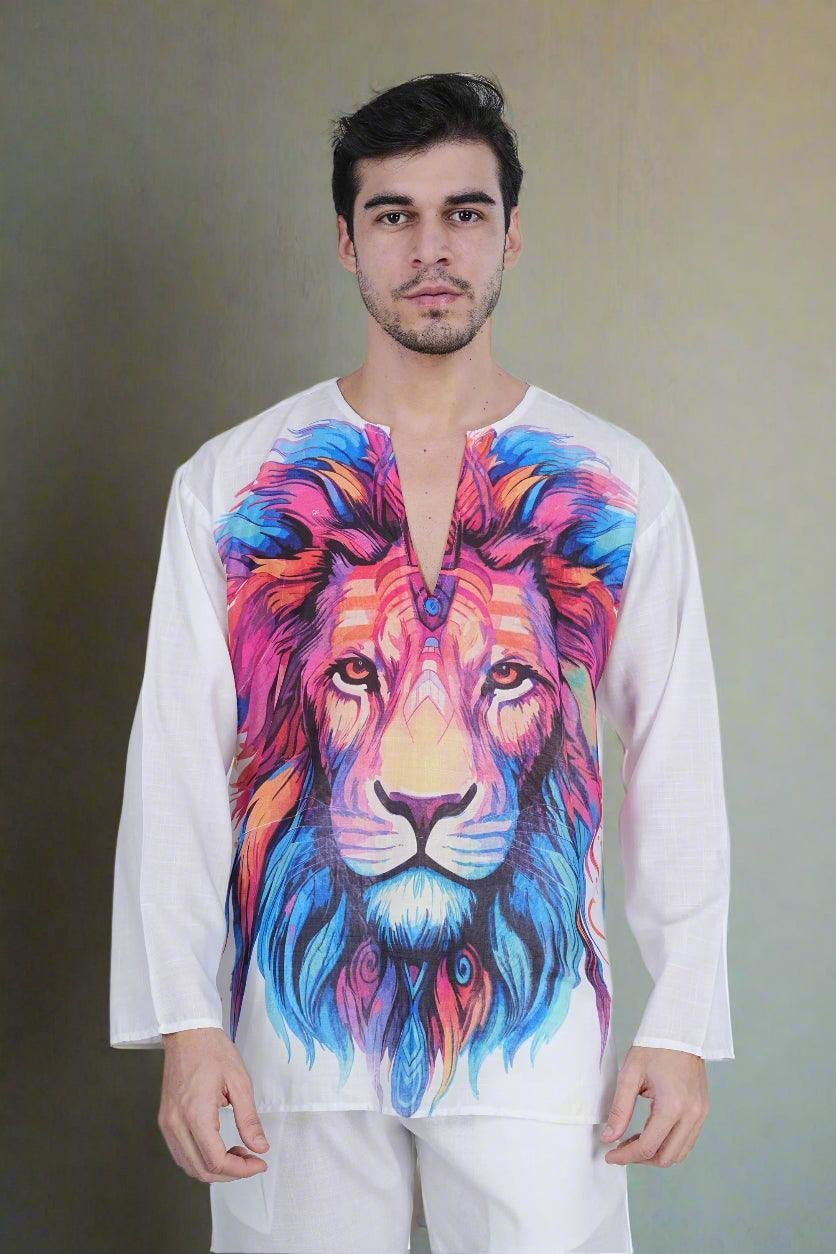 Regal Roar Lion Print Kurta - Image 2