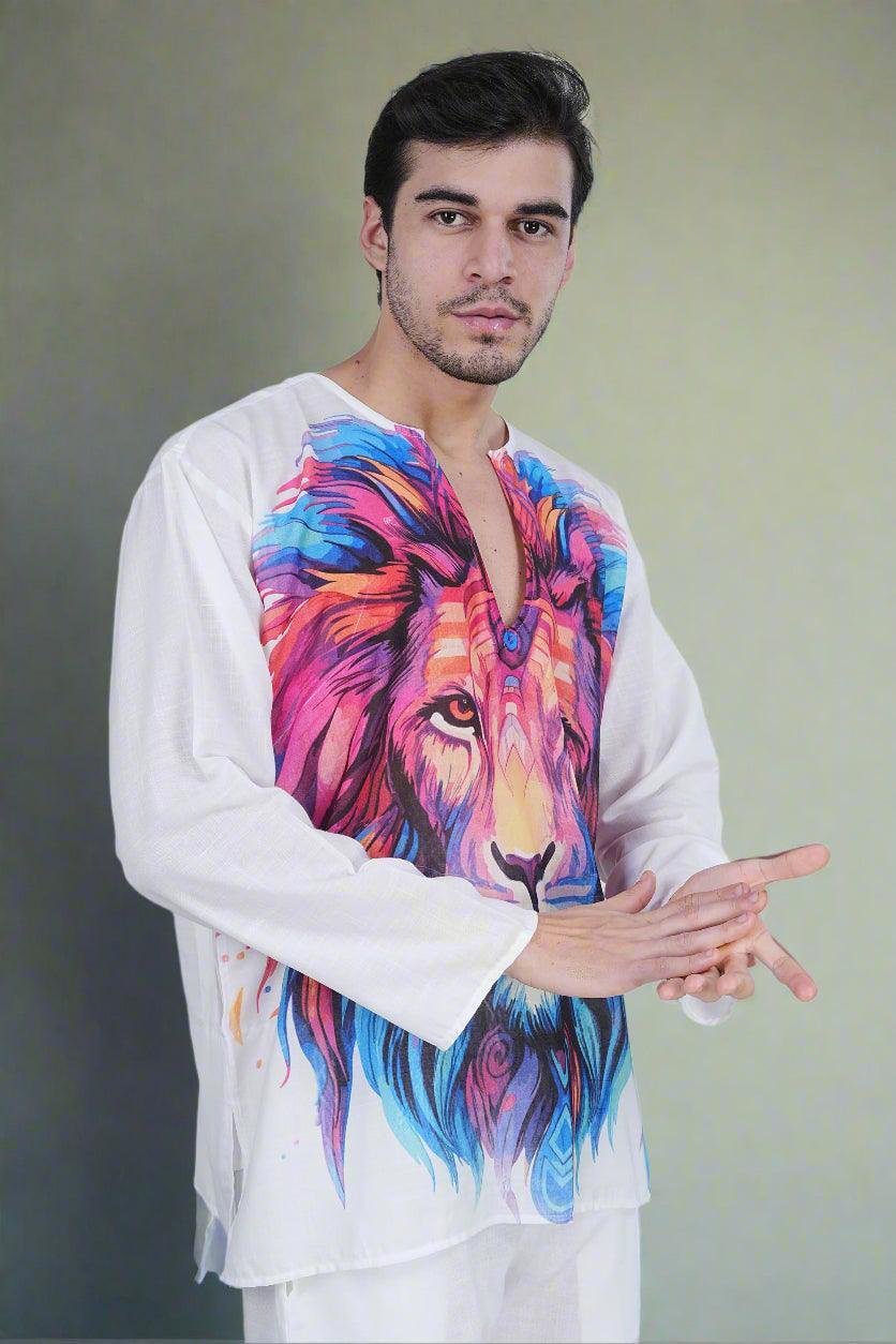 Regal Roar Lion Print Kurta - Image 4