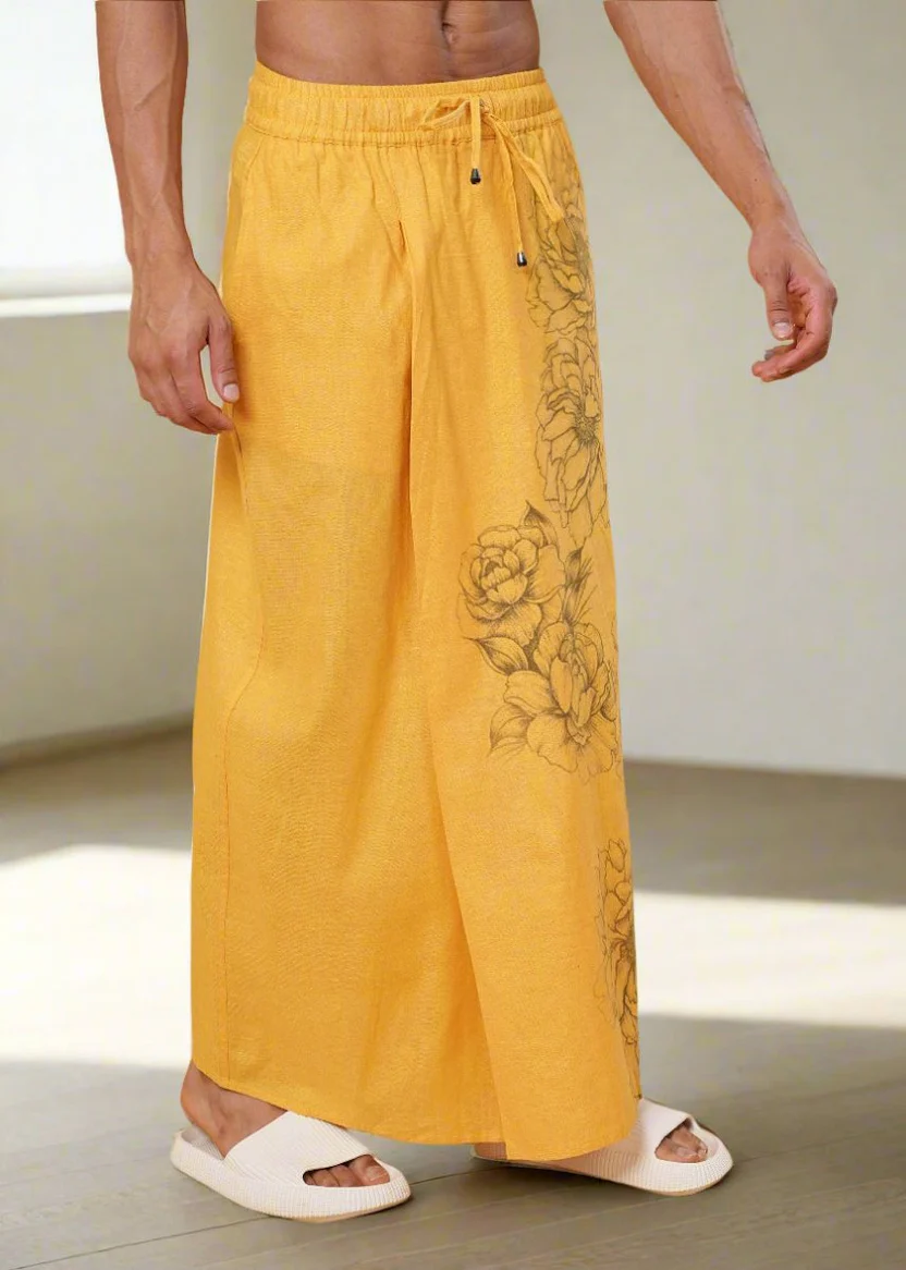 Mustard Floral Printed Pajamalungi - Image 2