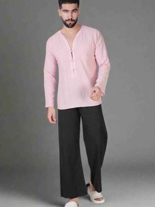 Blush Serenity Slub Kurta