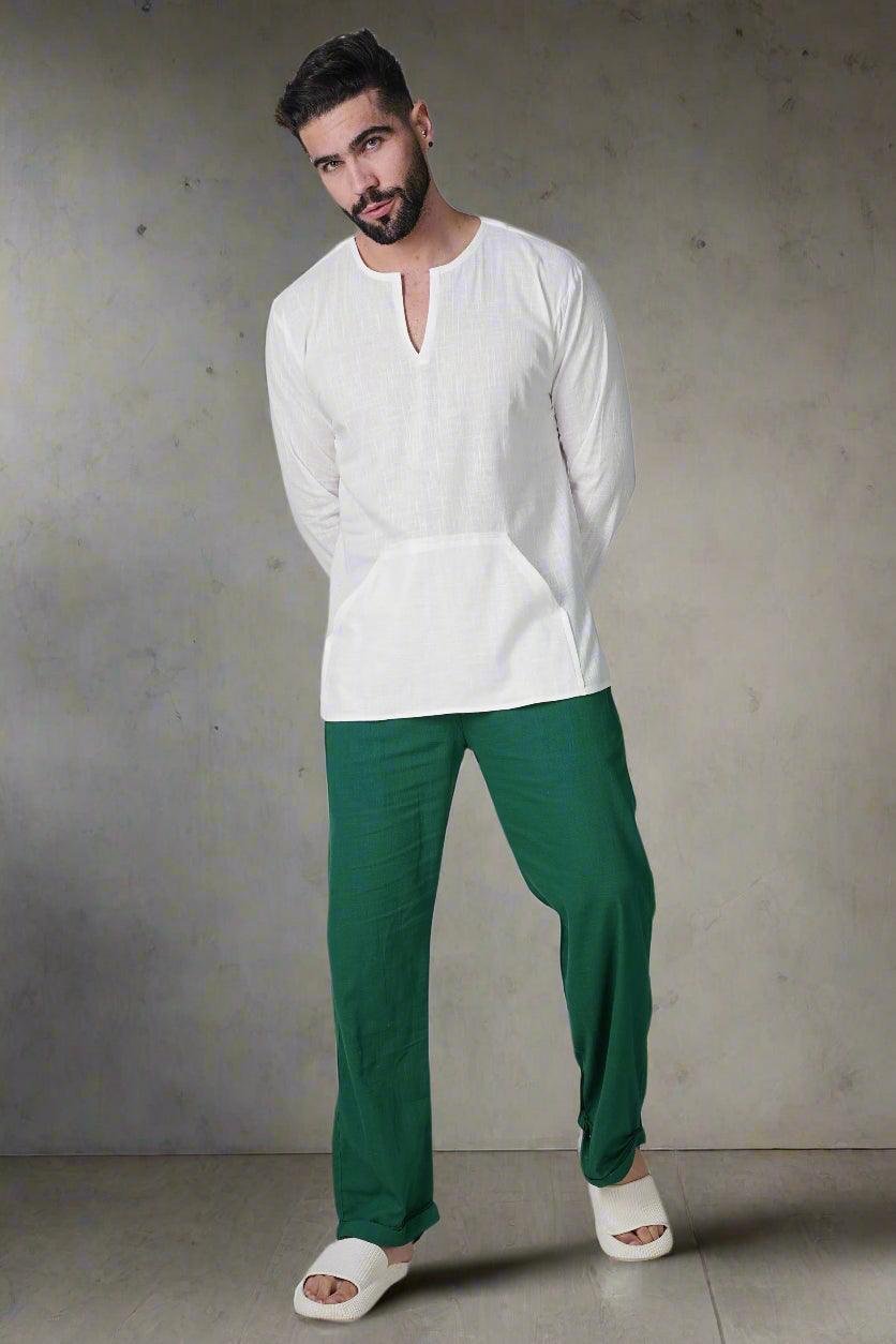 Off Shoulder Emerald Breeze Cotton Kurta - Image 5