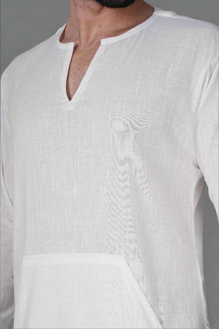 Off Shoulder Emerald Breeze Cotton Kurta - Image 4