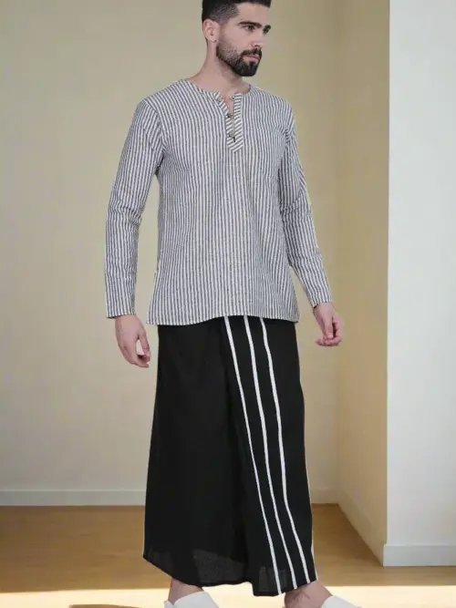 Men Stripe Black Pajamalungi