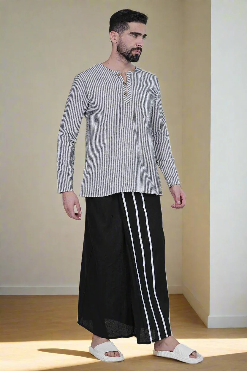 Men Stripe Black Pajamalungi