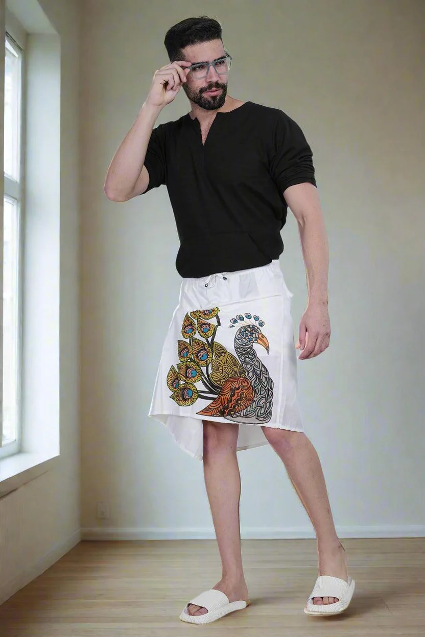 Men Peacock Print Pajamalungi - Image 4