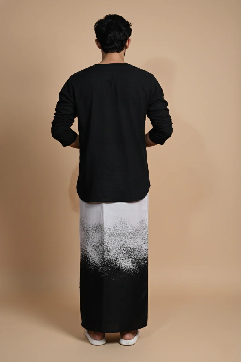 Beige & Black Digital Print Pajamalungi - Image 3