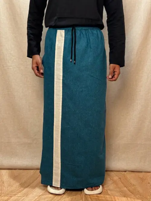 Men Teal Blue Color With White Contrast Stripe Pajamalungi