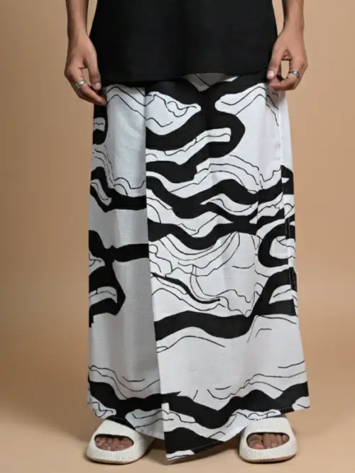 Black And White Wave Digital Print Pajamalungi