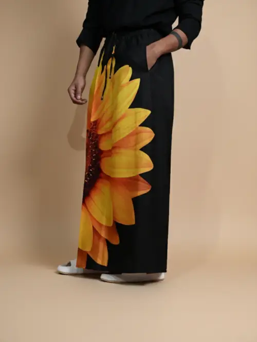 Men Sunflower Black Pajamalungi