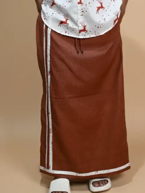 Rust Brown White Stripe Pajamalungi For Men