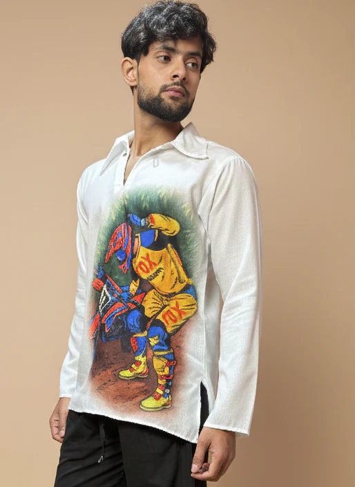 Men moto-stlyle graphic Painted Kurta - Image 2