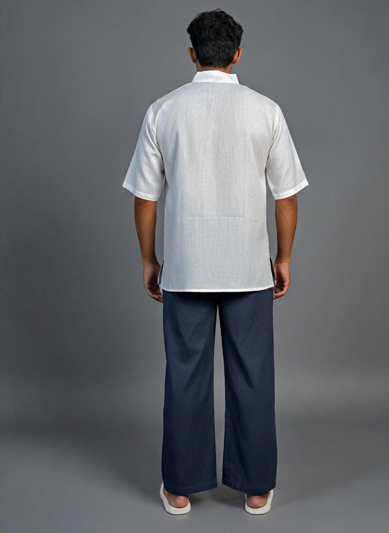 Men Half Sleeve Kurta– Afro Sunglasses Print (White) - Image 4