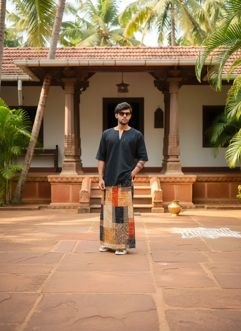 Geomentric square pattern design pajamalungi for men - Image 3