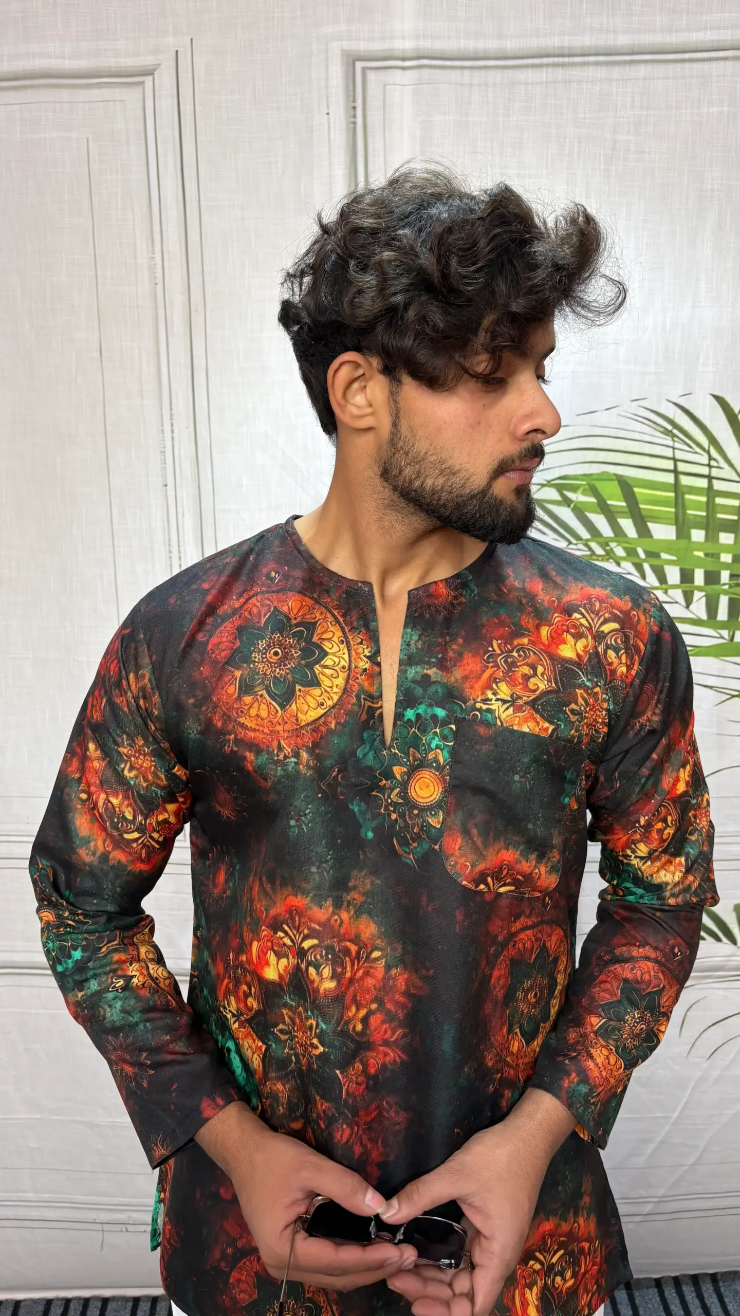 Men’s Multicolor Abstract Print Kurta - Image 2