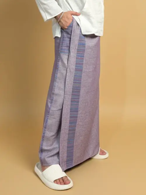 Men Voilet Color Pajamalungi With PinStripe Panel