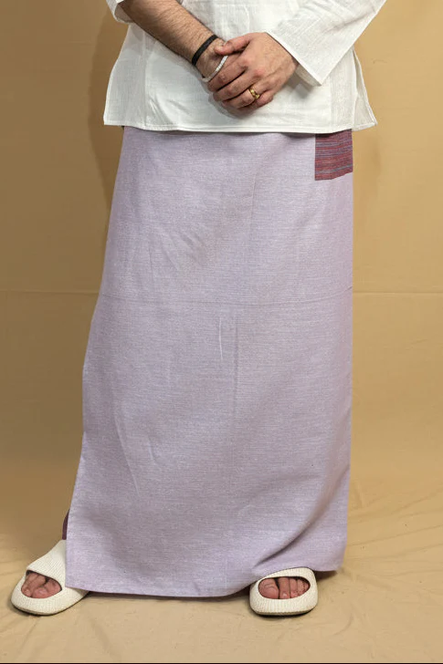 Men Mauve Color Pajamalungi With PinStripe Panel - Image 6