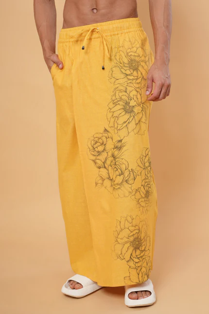 Mustard Floral Printed Pajamalungi - Image 6