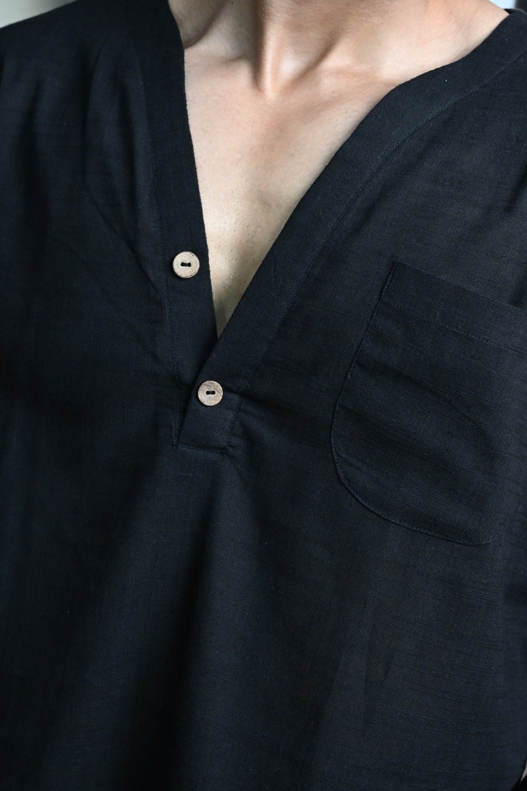 Cotton Black Color Full Sleeve Kurta For Men - Image 4