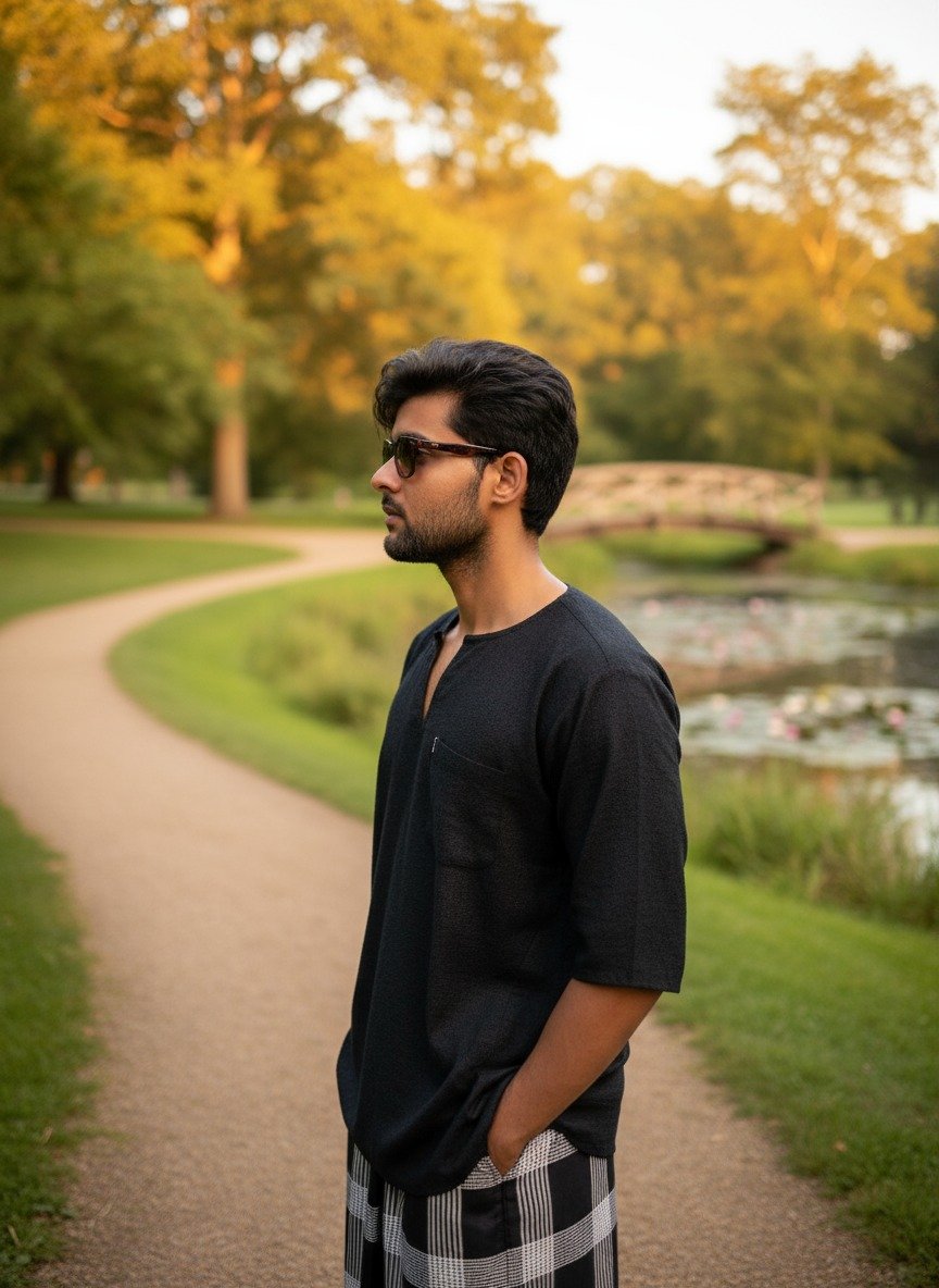 Black halfsleeve kurta for men - Image 5