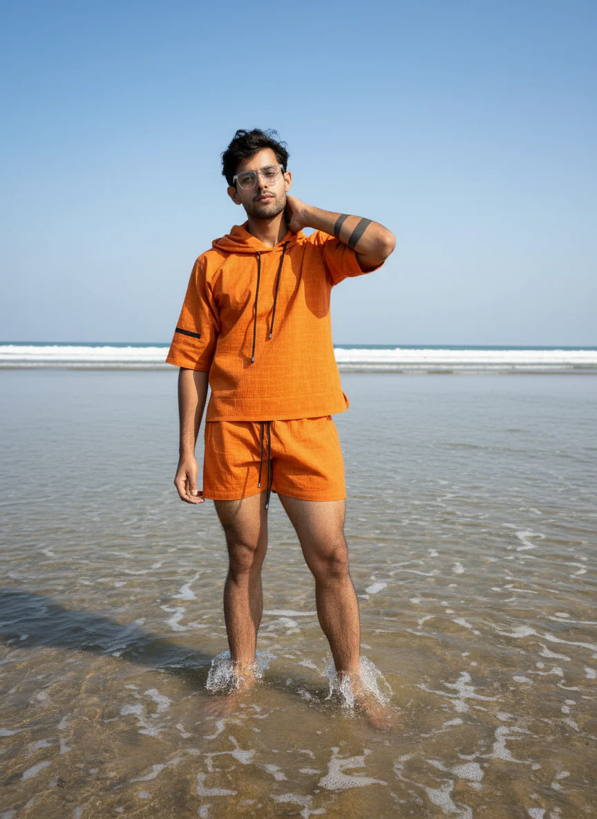 Bright Orange Beach Hoodie for Men – Limited Edition - Image 3