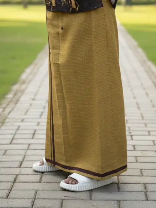 Mustard brown with Dark brown stripes pajamalungi for men