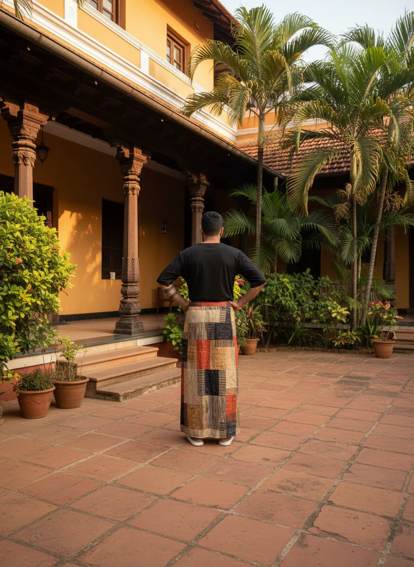 Geomentric square pattern design pajamalungi for men - Image 2