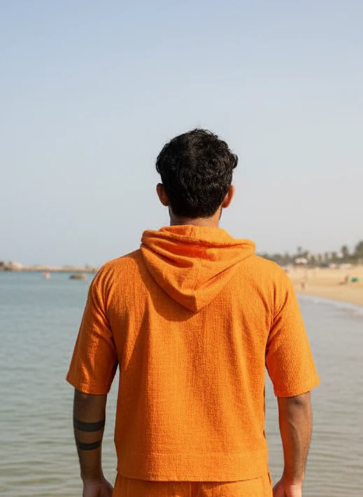 Bright Orange Beach Hoodie for Men – Limited Edition - Image 4