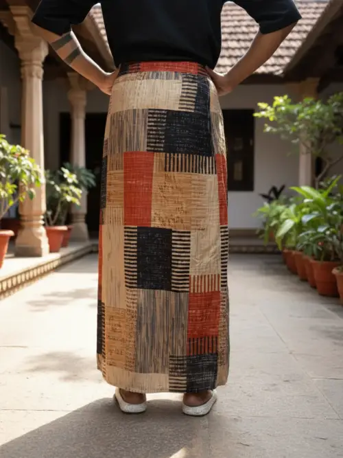 Geomentric square pattern design pajamalungi for men
