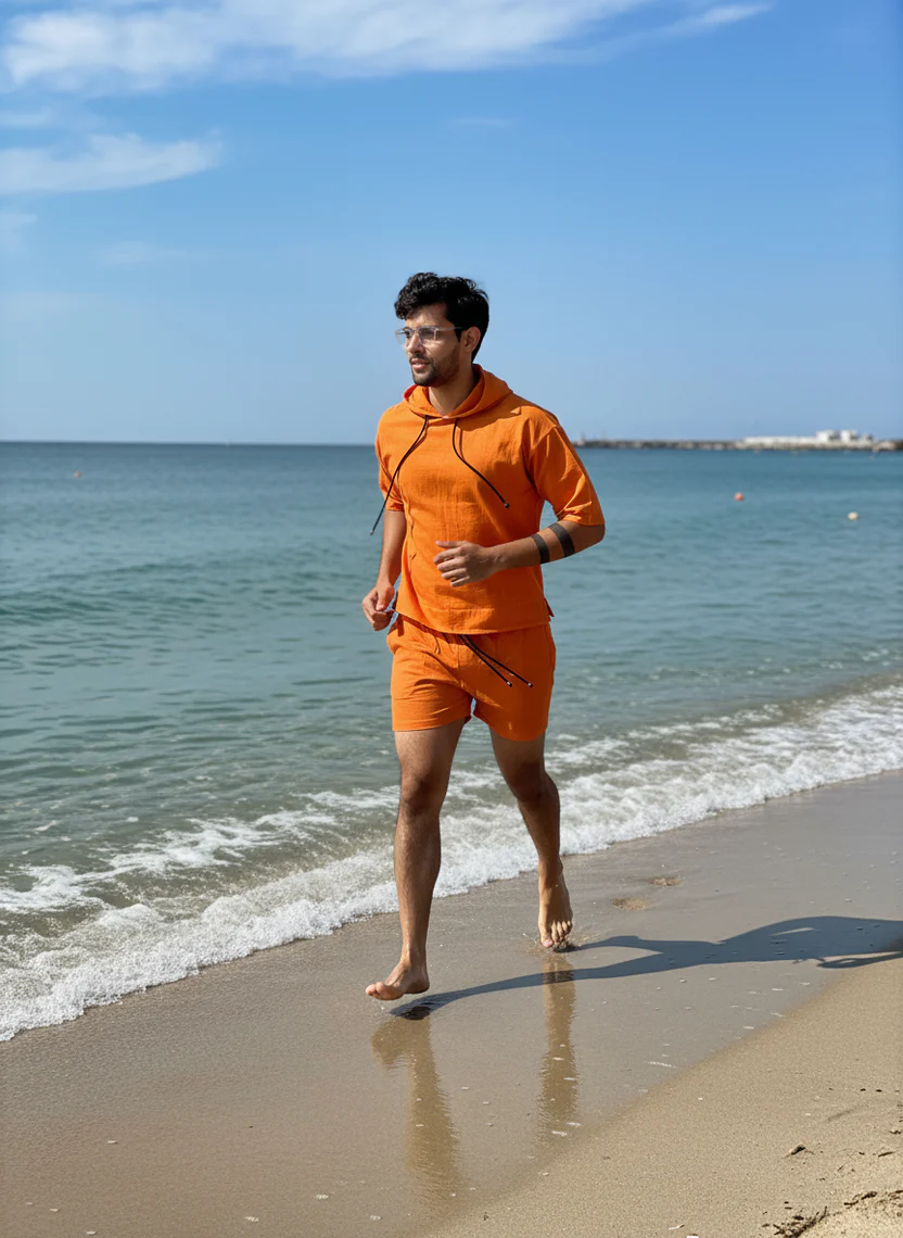 Bright Orange Beach Hoodie for Men – Limited Edition - Image 5