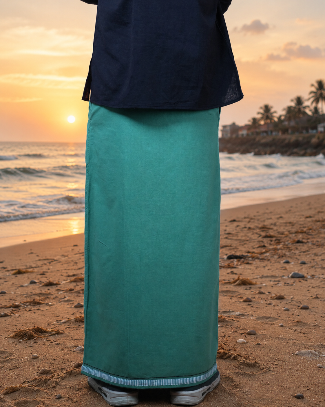 Premium Cotton Stripe Pajamalungi – Fresh Green - Image 3
