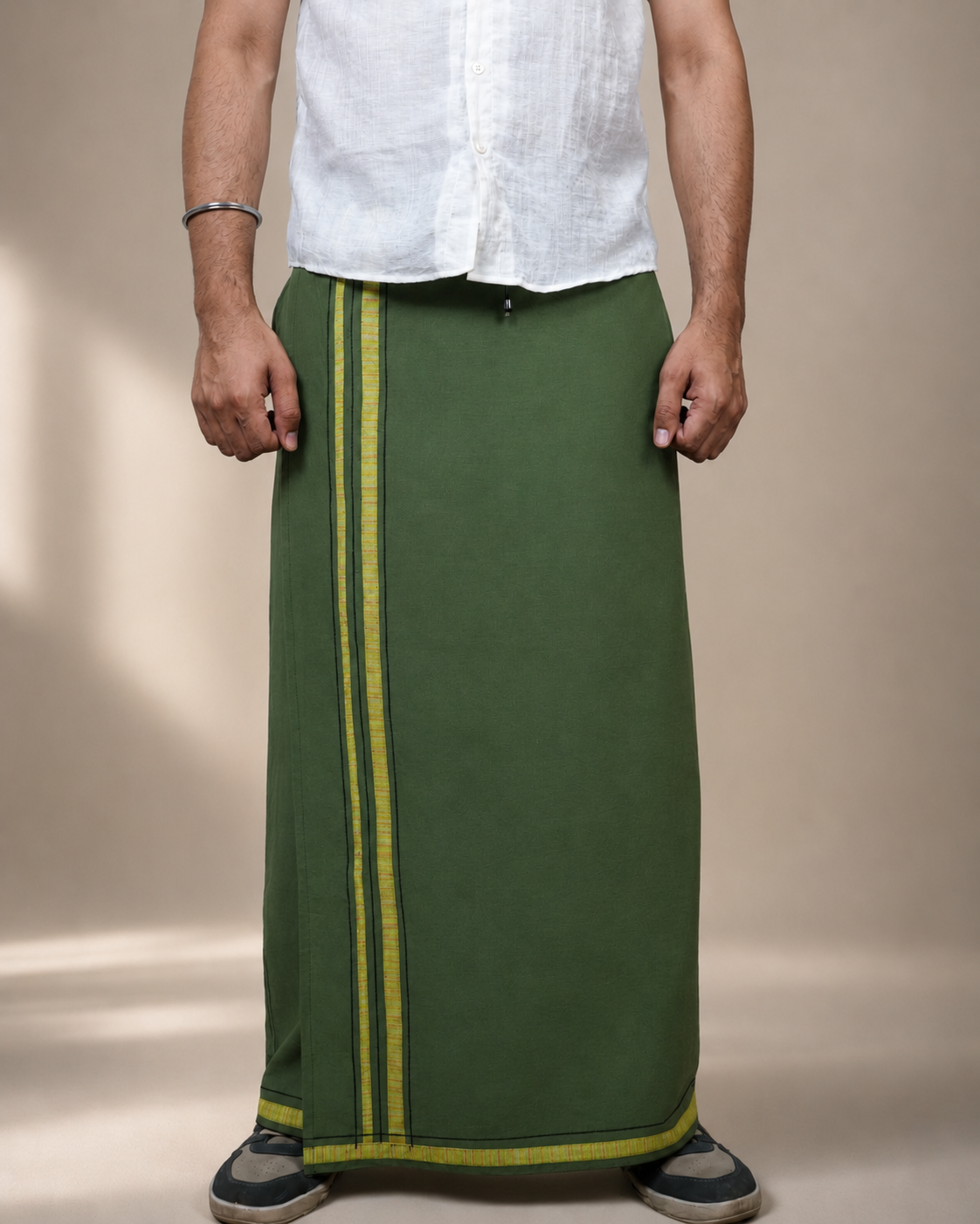 Premium Cotton Stripe Pajamalungi – Meadow Green - Image 2