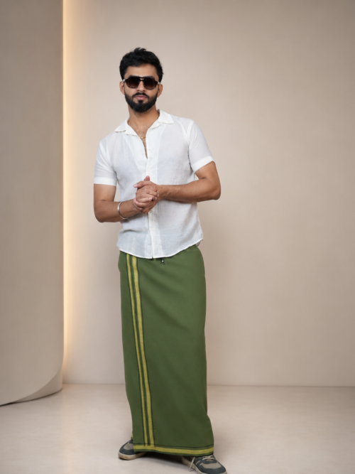 Premium Cotton Stripe Pajamalungi – Meadow Green