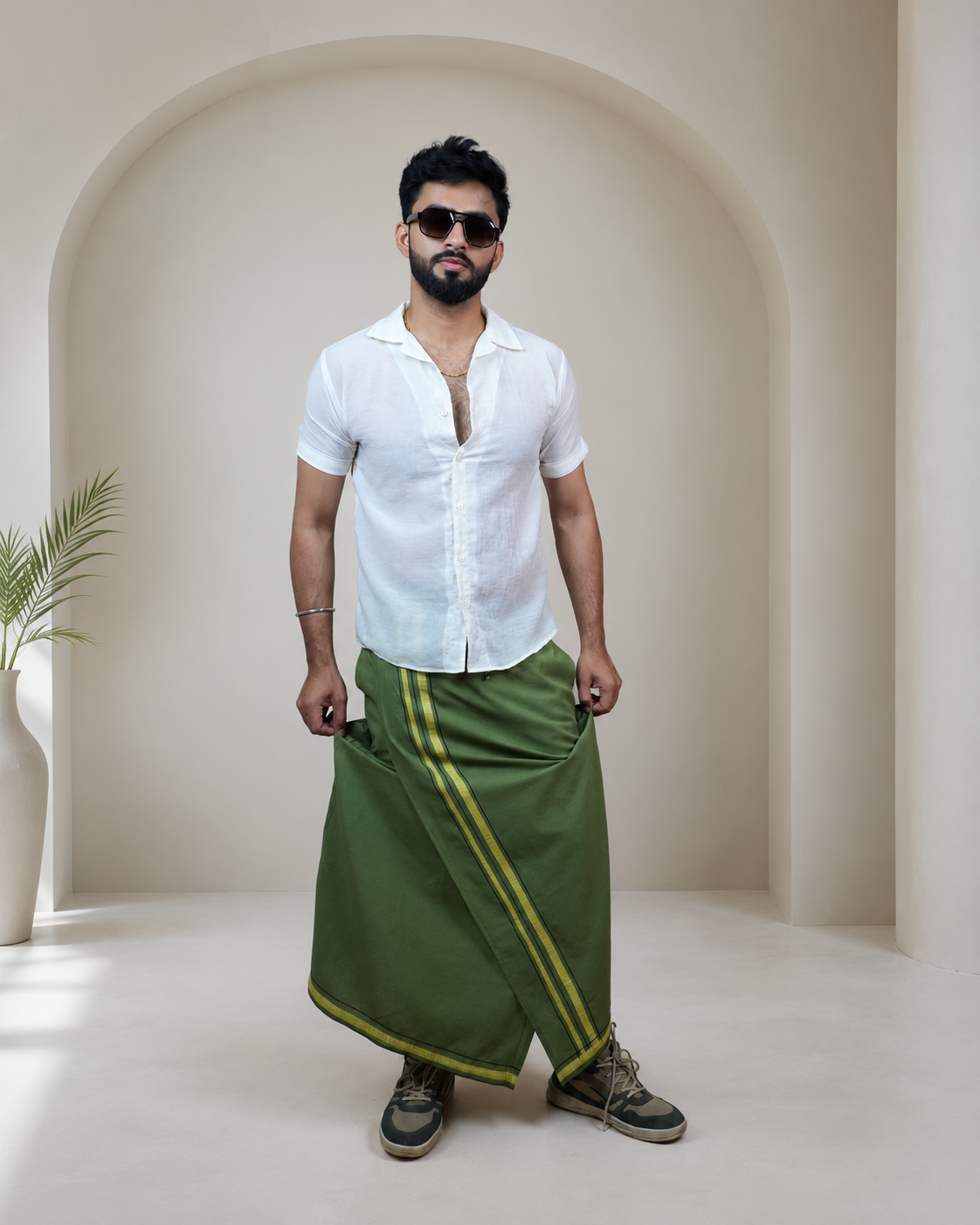 Premium Cotton Stripe Pajamalungi – Meadow Green - Image 4
