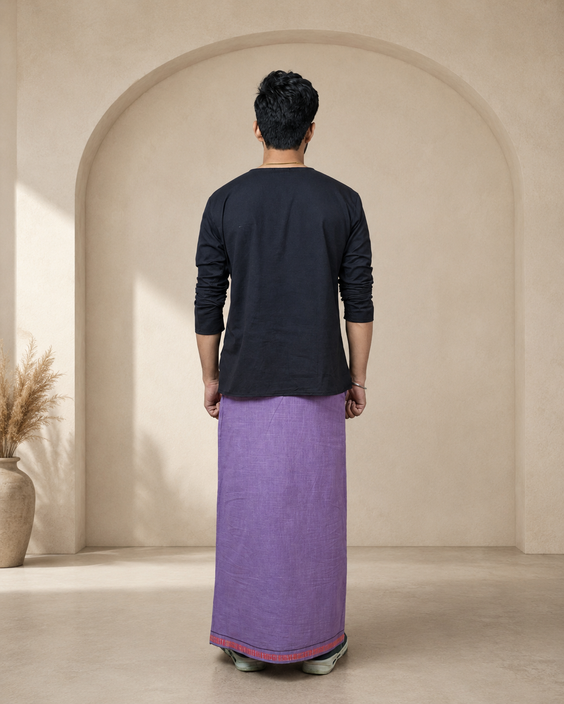 Premium Cotton Stripe Pajamalungi – Soft Violet - Image 4