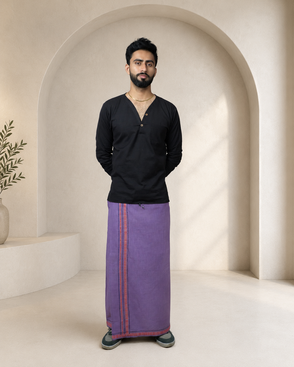 Premium Cotton Stripe Pajamalungi – Soft Violet